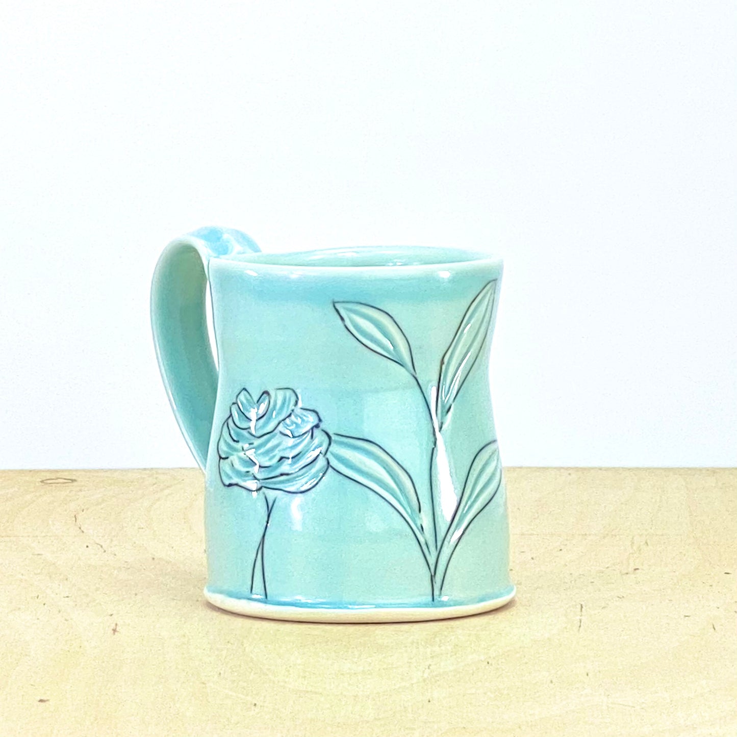 Mug with Flowers-Aqua